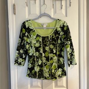 Vintage Y2K Style Dress Barn Lace Embellished Shirt Size Small.